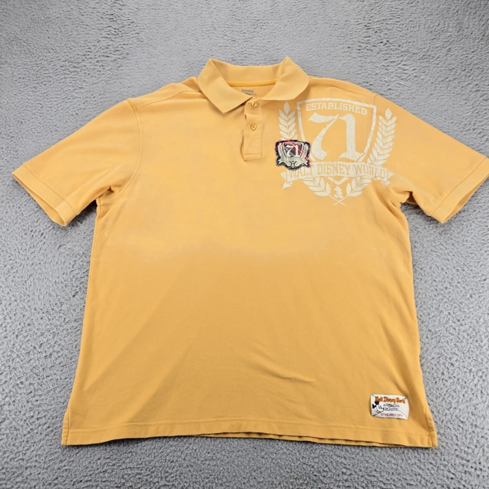 Disney Disneyland Resort Polo Shirt XL Yellow Established 71 Retro Short Sleeve